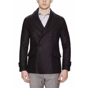 Hardy Amies Wool Blend Black Peacoat